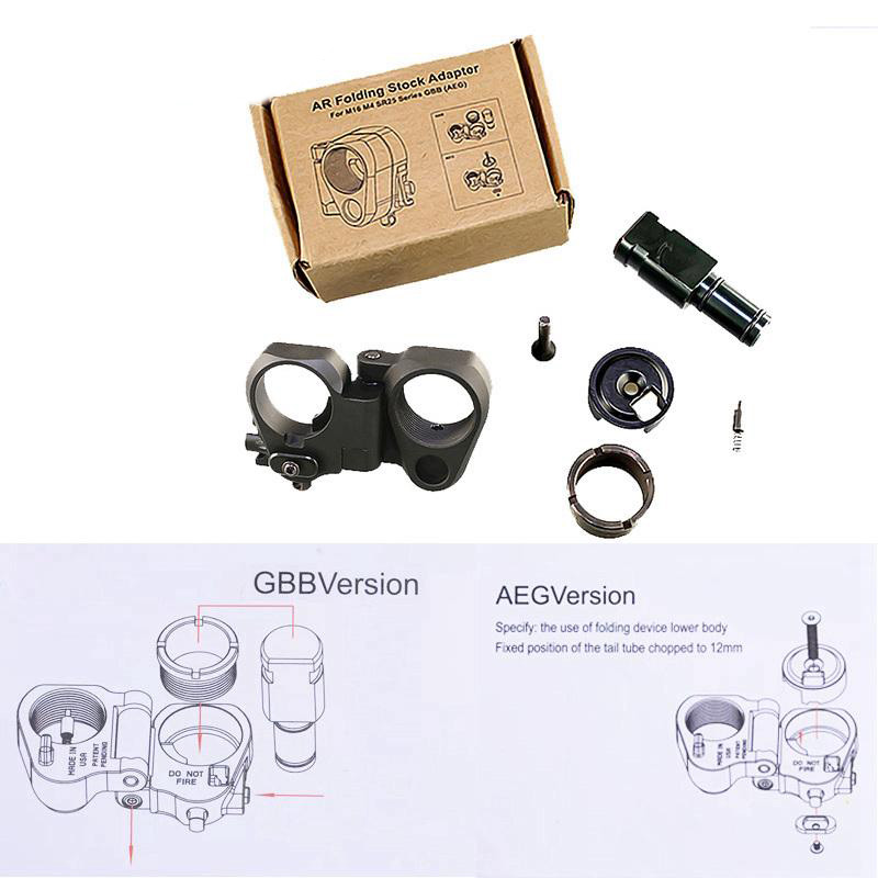 New AR Folding Stock Adapter For M16 M4 SR25 GBB AEG stock Black